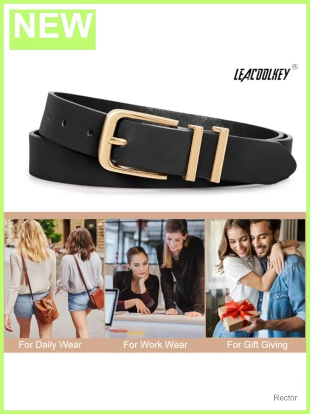 3 Pack Faux Leather Belts for Women Gold Buckle Dress Belt Set